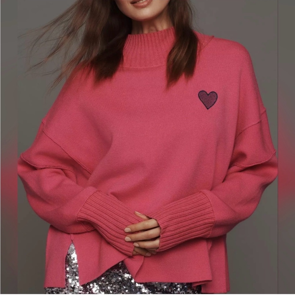 Maeve Logan Sweater with Embroidered Heart